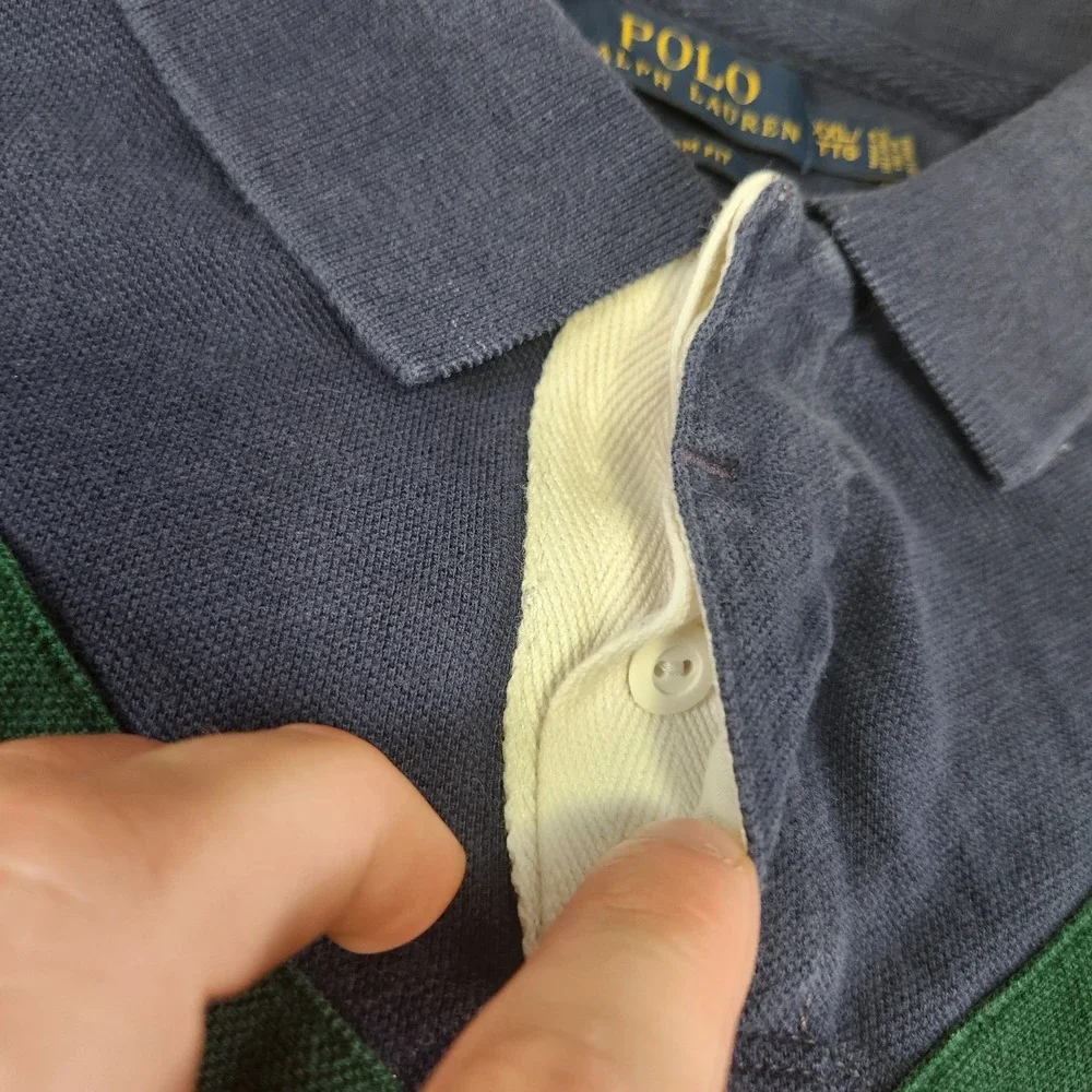 Polo Ralph Lauren Rugby‎ Shirt Men XXL Dragon Crest Big Logo Blue Custom Fit Y2K